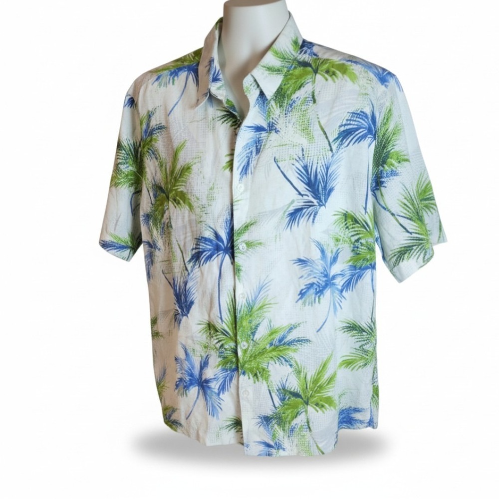 Cubavera XXL Mens Shirt Linen Blend Short Sleeve Tropical Floral Guayabera